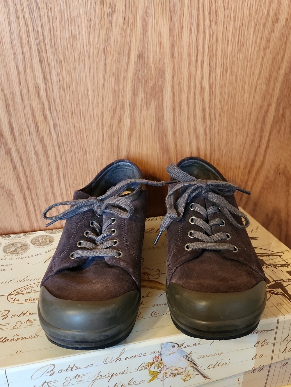Dansko Brown Suede Lace-Up Shoes with Rubber Toe Caps